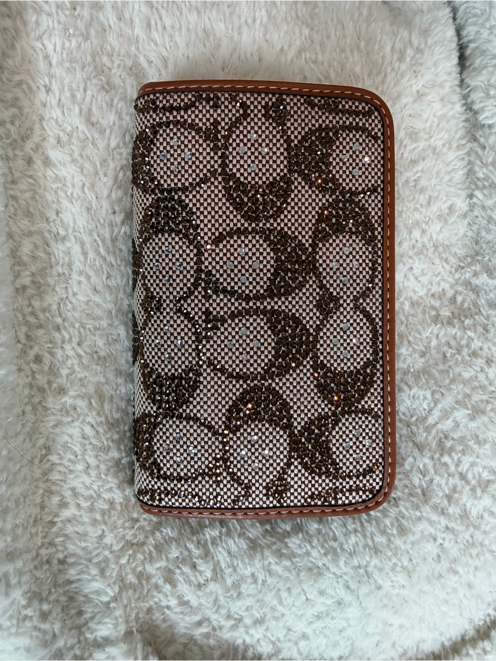 Sparkling Monogram Zip Wallet - Brown/Tan